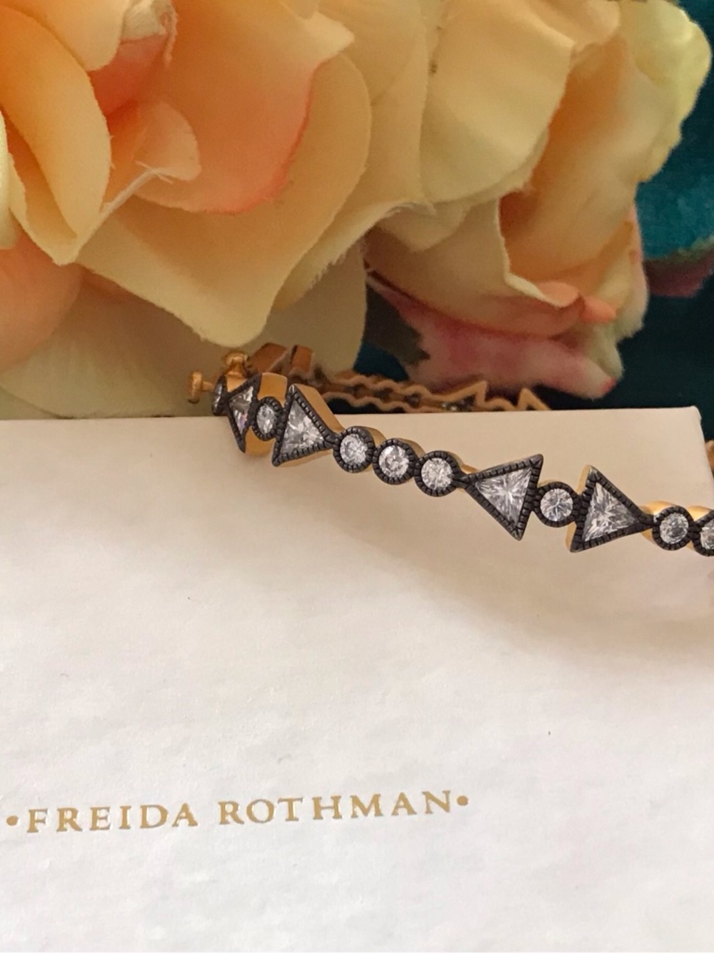 Freida Rothman Champagne Gold Crystal Geometric Bracelet